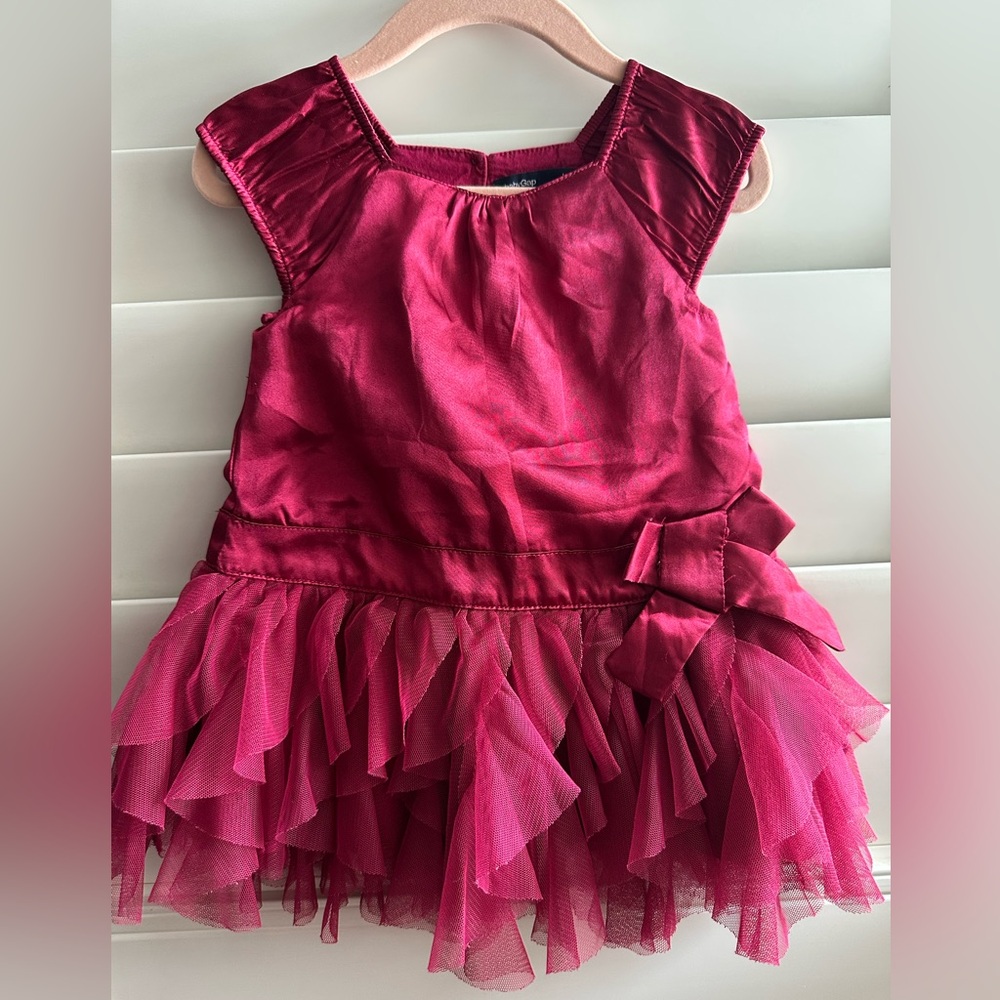 Baby gap cranberry satin and tulle dress